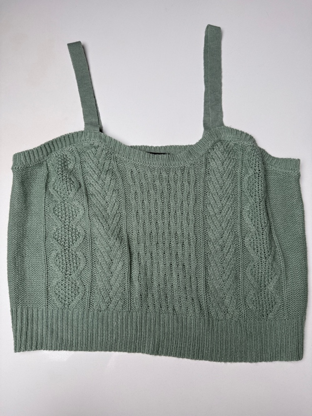 Almost Famous Mint Green Cable Knit Sweater Tank